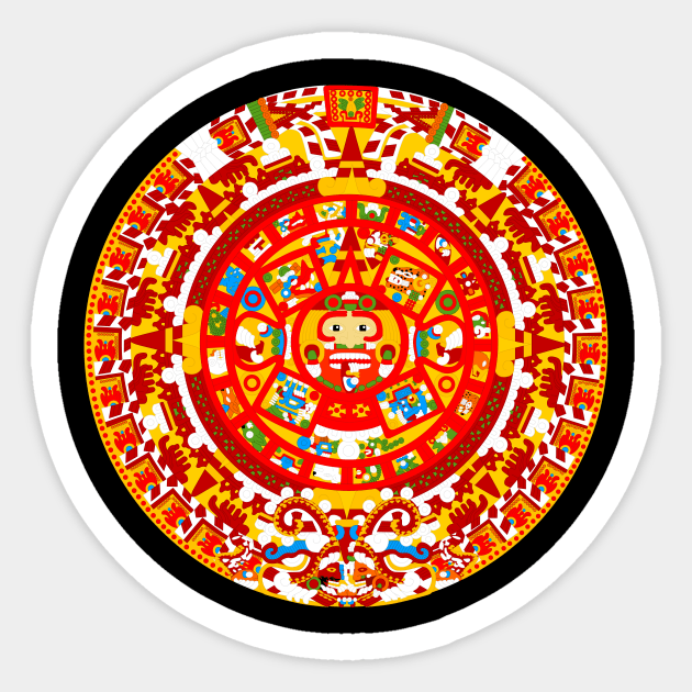 Full Color Ancient Sun Aztec Calendar Sticker by Drumsartco